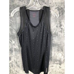 Reebok Mens Black Geometric Pattern Athletic Performance Tank Top Size L